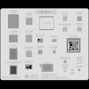 MJ 3D BGA Reballing Stencil Template Groove A8 A9 A10 A11A12 A13 Planting for iPhone6 6P 6S 6SP 7 7P 8 8P X XR XS MAX 11 Pro Max - ORIWHIZ