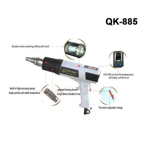 QUICK 885 Universal LCD SMD Electronic Thermostatic hot air Heat Gun intelligent welding gun soldering station for Mobile Repair - ORIWHIZ