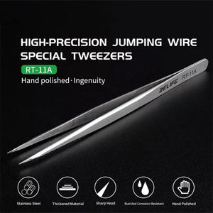 RELIFE RT-11A High-Precision Tweezers Flying Line Jump Wire Special anti-static Tweezers For phone Motherboar Repair tool - ORIWHIZ