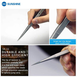 SUNSHINE SA-11 SA-15 Straight Tweezer Precision Repair Tools for Moblie Phone PC Tweezers for Eyelash Makeup Hand Tools - ORIWHIZ