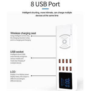 SUNSHINE SS-309WD USB Charger 8 Port Multi Quick Charge Mobile Phone Chargers Adapter Fast Charging Station for Iphone Tablet - ORIWHIZ