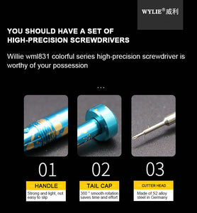 WYLIE-831 S2 Alloy screwdriver aluminum handle high-precision for mobile phone repair - ORIWHIZ