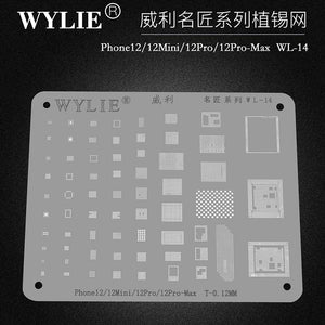 WYLIE BGA Reballing Stencil for iPhone 5/5S/6/6S/7/8 Plus/X/XR/XS 11 12 Pro Max Baseband CPU RAM Nand WiFi Power IC Chip Tin Net - ORIWHIZ